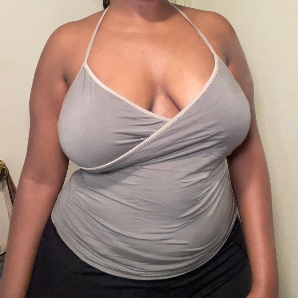 I.AM.GIA Gray Wrap Halter Top